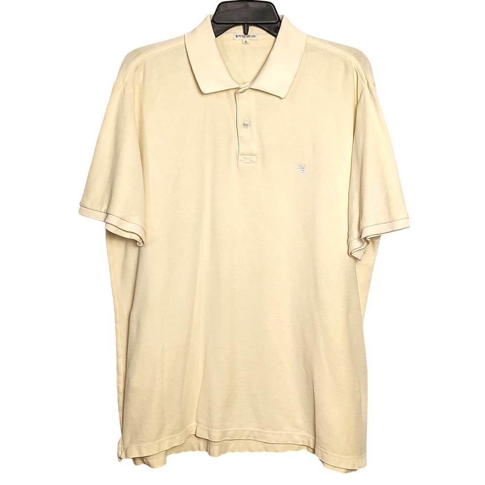 VINTAGE PETER MILLAR CROWN KNIT POLO MENS LARGE YELLOW